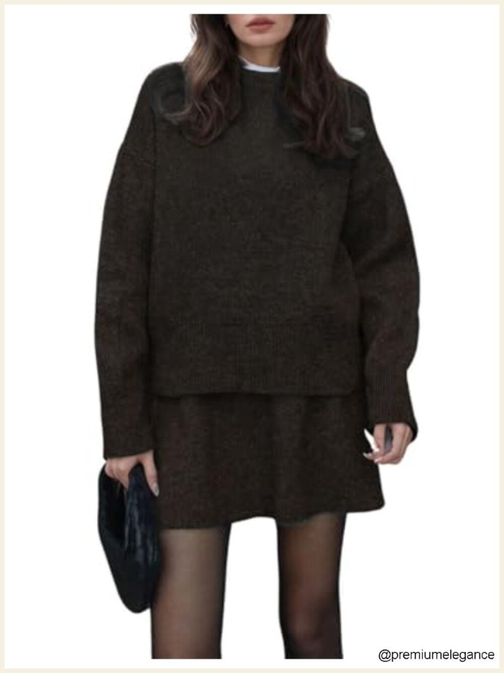 2 Piece Sweater Skirt Set Y2K Loose Fit Pullover Knit Mini Skirt Set Women